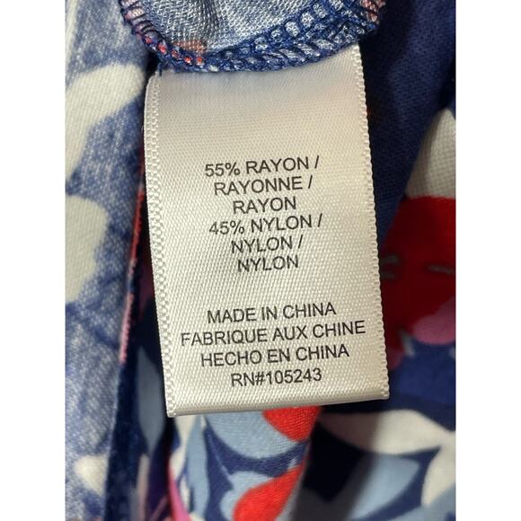 Studio B by Bobeau Wrap Dress Sleeveless Floral Red White Blue Midi Size Large - Picture 7 of 8